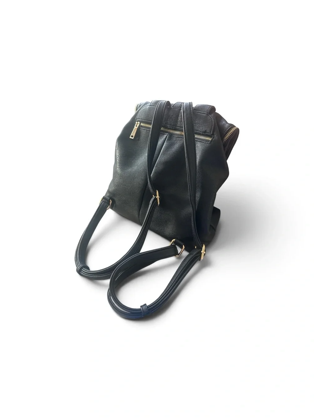 Miztique Classic Black Leather Backpack Handbag with Tassel